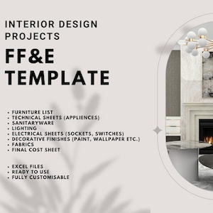 Interior Design Specifications Template | Excel Template FF&E Interior Designers | Project Management Spreadsheets with Images and Prices