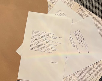 Schreibmaschine Constellation Poem, handgeknöpftes Papier - Brett Ray