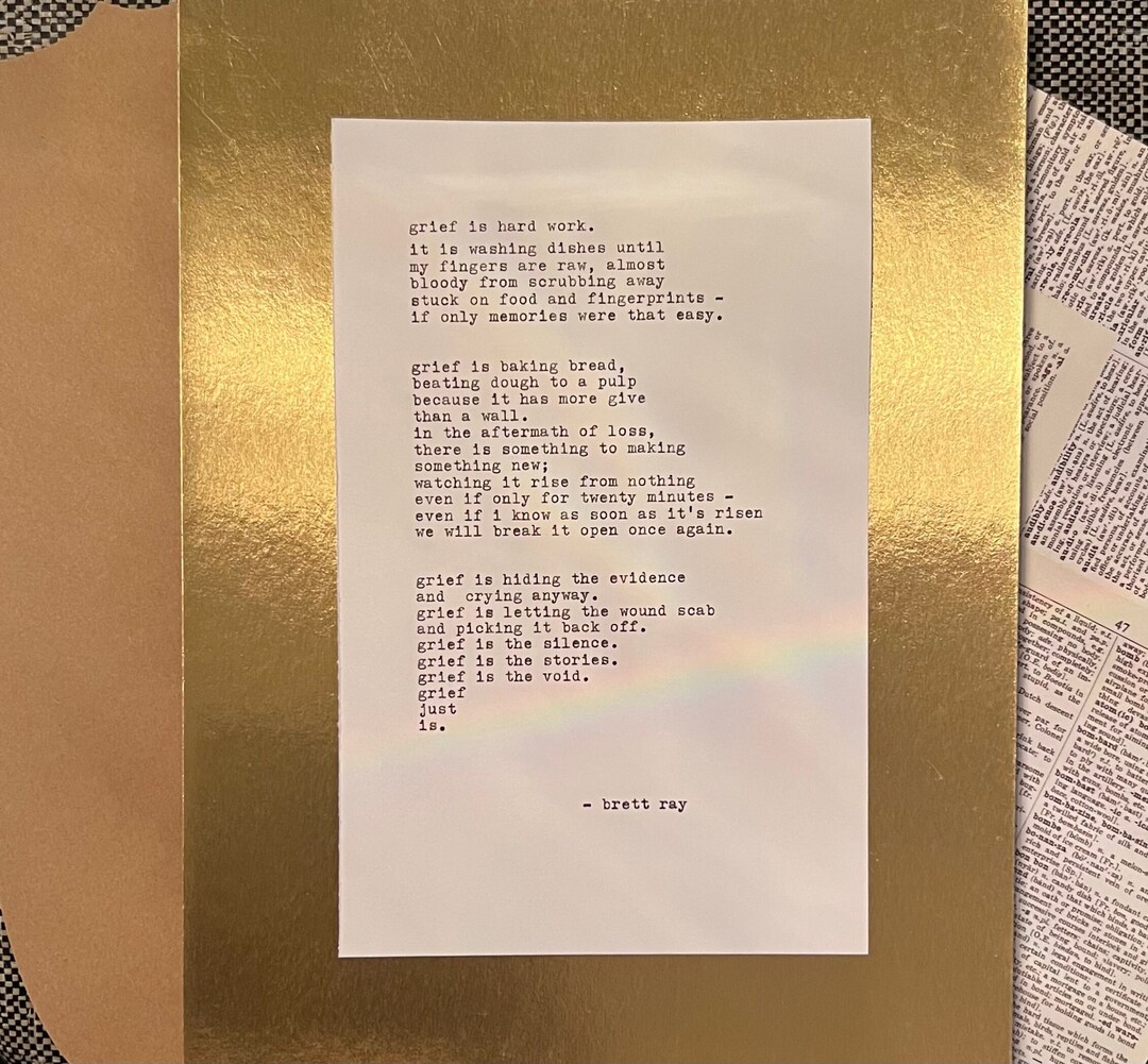 Machine à écrire Grief Poem papier dactylographié à la main - Etsy France