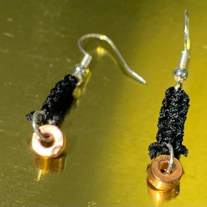 Knotted string bead drop earrings