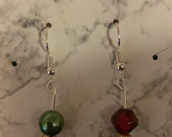Christmas asymmetrical earrings