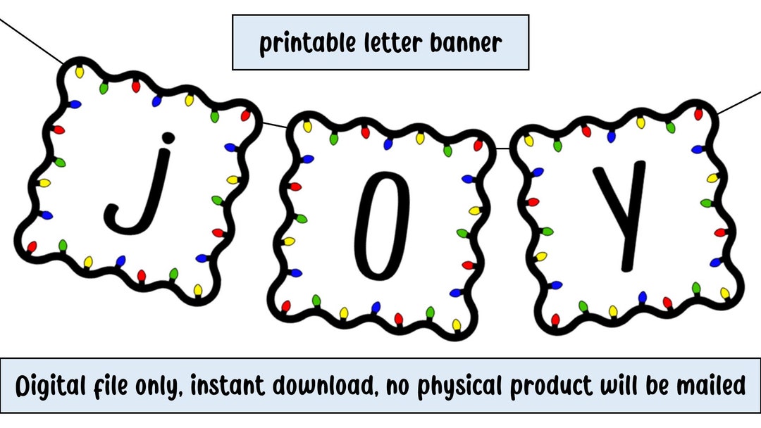 Printable Letter Banner Christmas Lights Theme Color and Etsy