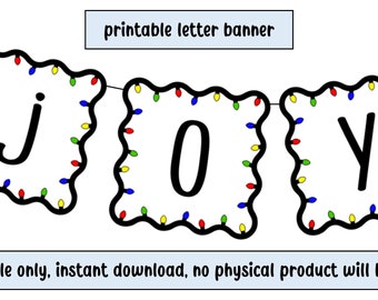 Printable Letter Banner - Christmas Lights Theme - Color and Non-Color Included