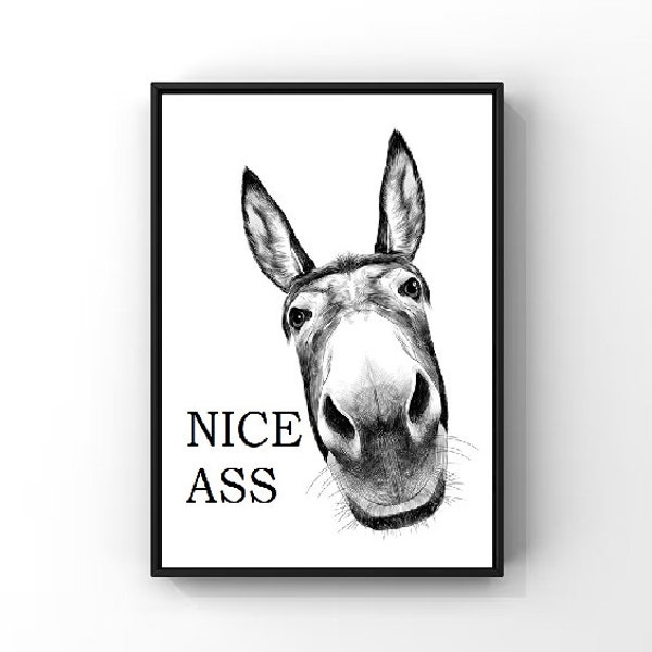 Donkey Art Print Etsy