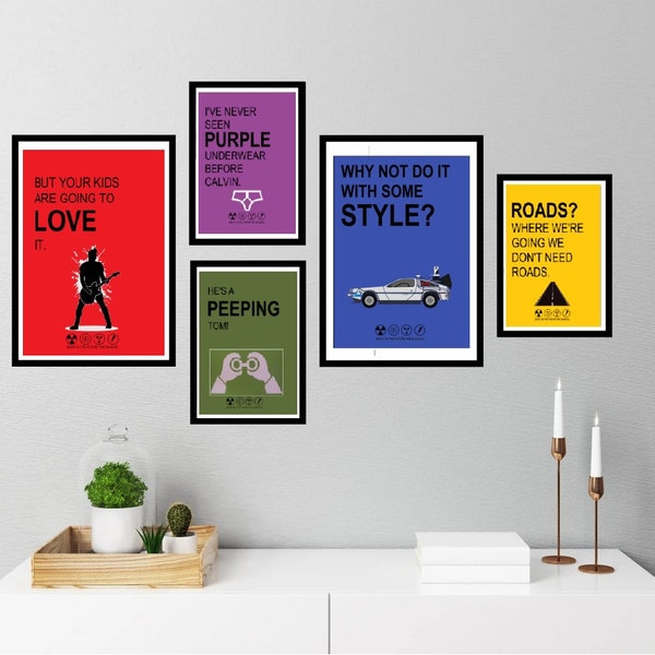 Back to the future the Musical set of 5 posters, Marty McFly, Delorean, Rock and Roll, Love, Quote, Adelphi theatre