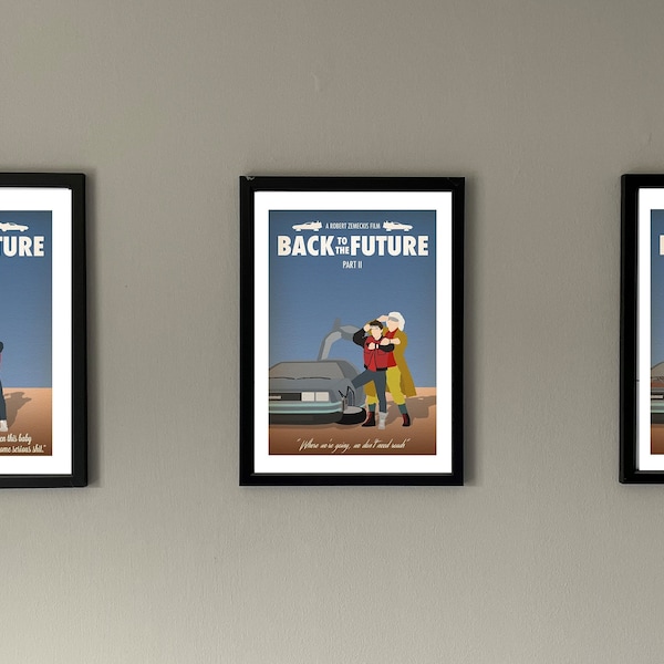 Back to the Future posters Set of 3 modern art retro movie style prints
