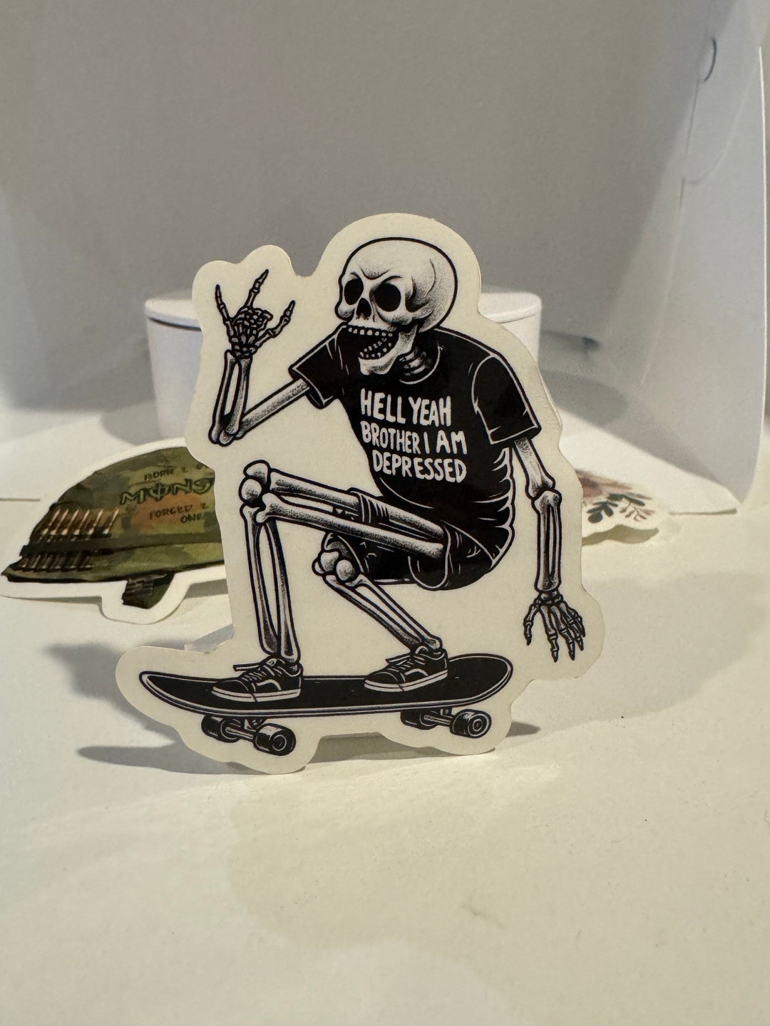 Depression Skeleton Sticker | Skate or Die Vinyl Decal - Etsy