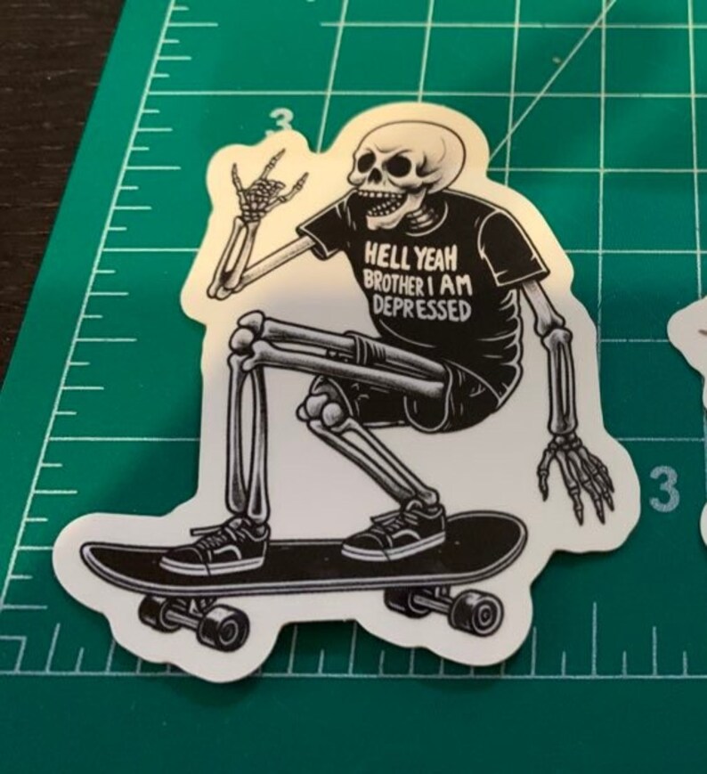 Depression Skeleton Sticker | Skate or Die Vinyl Decal - Etsy