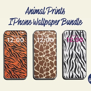 iPhone Wallpaper-bundel: tijger, giraffe, zebra, luipaard, cheeta, slang en koe: digitale download