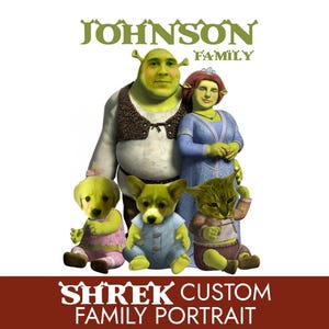 Shrek Custom Family Portrait, portrait personalization gifts