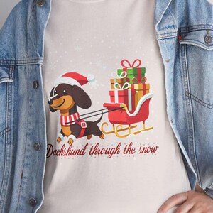 Dachshund Christmas Tee, Unisex Dog Lover Shirt, Holiday Wiener Dog Top, Cute Animal Gift, Funny Dog Tee, Dachshund Mom Shirt, Christmas