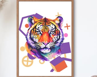 Colorful Tiger Art Print: Vibrant Animal Wall Decor (Digital Download)