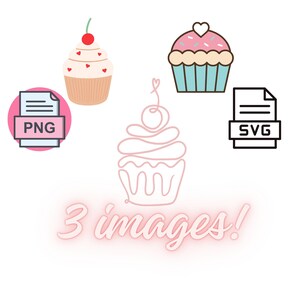 Sweet Delights SVG and PNG Bundle - Cupcake Trio for Adorable DIY Crafts, T-Shirts, and More! Set of 3 Digital Images