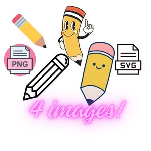 Pacote de lápis SVG e PNG - material escolar svg, lápis svg, pacote de professor svg, lápis png, ensinar svg