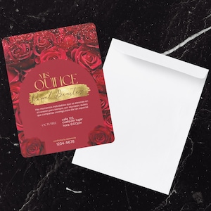 Bearbeitbare Rot & Gold Quinceaňera Einladung - Digitaler Download - DIY Benutzerdefinierte Party Vorlage - Quinceanera Invite