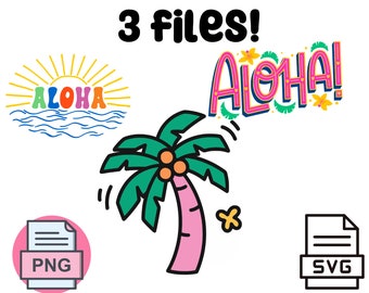 Paquete SVG PNG de Aloha Tropical: Clipart hawaiano (Descarga digital)