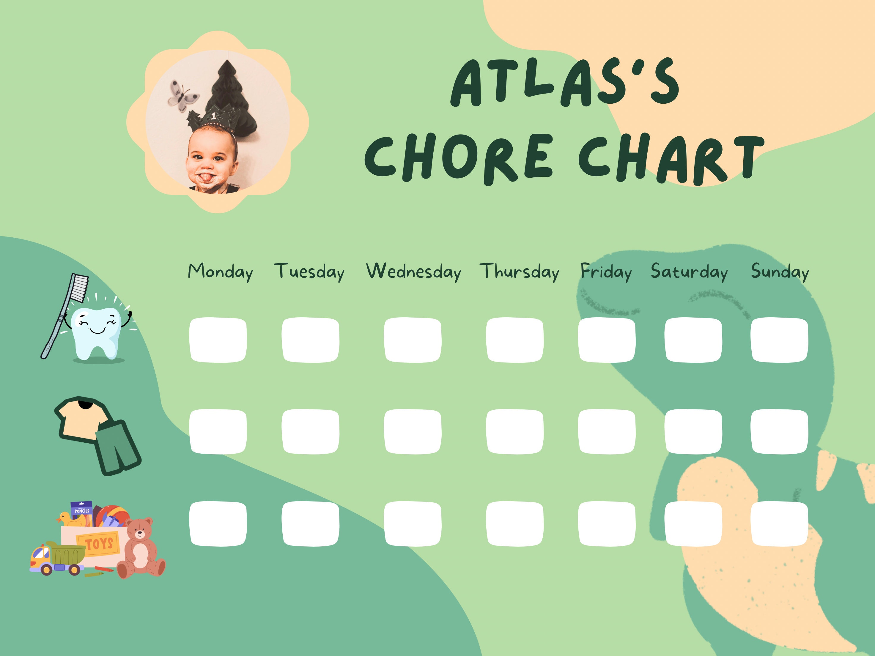 Printable Chore Chart for Kids Customizable & Personalized, Task ...