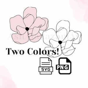 Pink and White Magnolia Flowers PNG and SVG - Digital file, hand drawn, clipart, botanical art, magnolia cut files, flower svg