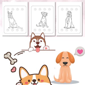 Cute Dogs Coloring Book Pages for Boys & Girls - Printable Coloring Pages - 22 Designs *1PDF +PNG file