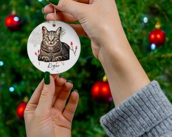 Custom Cat Portrait, Pet Portrait Ornament, Pet Portrait Christmas Ornament, Custom Dog Ornament, Pet Christmas Ornament
