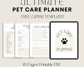 Der ultimative Haustier Pflegeplaner zum Ausdrucken – Haustier Organiser & Notfallordner, digitaler Download