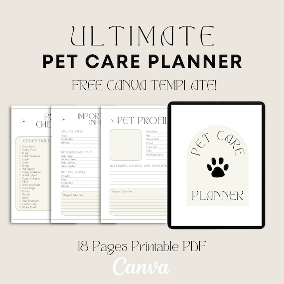 Ultimate Pet Care Planner Printable – Pet Organizer & Emergency Record Binder, Digital Download