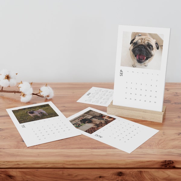 Personalized Pet Photo Calendar 2024 Custom Dog Cat Calendar Desk Decoration
