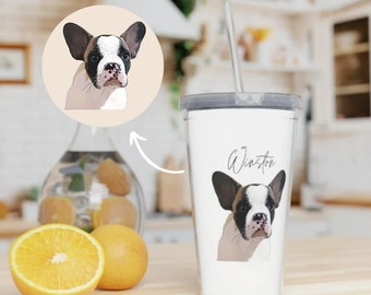 Custom Tumbler with Dog Photo + Name Custom Dog Lover Gift Personalized Tumbler Using Pet Photo Custom Travel Mug Dog Lover Cat Lover Gift