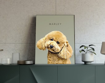 Retrato personalizado de animal de estimação, impressão digital de retrato de cachorro, impressão em tela, impressões de animais de estimação, presente memorial para animais de estimação