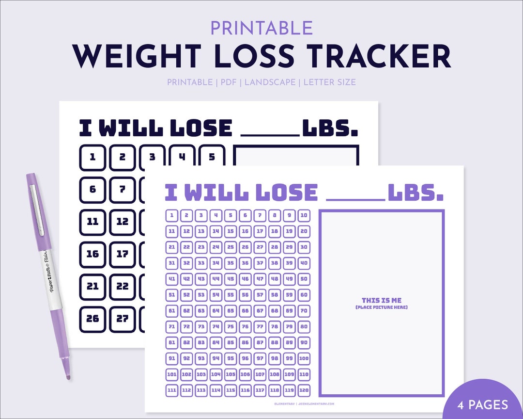 Printable Weight Loss Tracker, Weight Loss Planner, Weight Loss Goal ...