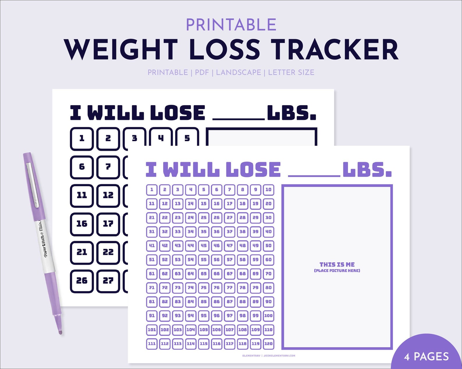 Printable Weight Loss Tracker, Weight Loss Planner, Weight Loss Goal ...