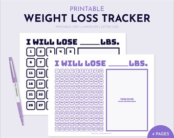 Printable Weight Loss Tracker, Weight Loss Planner, Weight Loss Goal Tracker, Digital Weight Loss Chart, Weight Loss Motivation