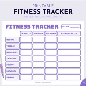 Printable Fitness Tracker, Workout Tracker, Exercise Tracker, Fitness Planner, Workout Planner, Exercise Planner