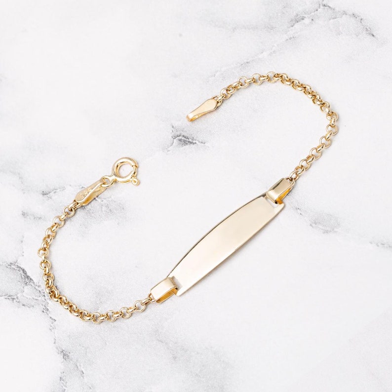 14K Gold Baby Name Bracelet Custom Child ID Bracelet Toddler Etsy
