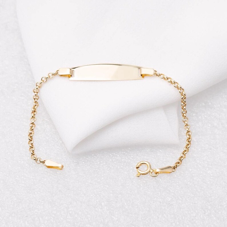 14K Gold Baby Name Bracelet Custom Child ID Bracelet Toddler Etsy