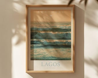 Portugal Travel Poster, Algarve Print, Turquoise Beach Analog Photography