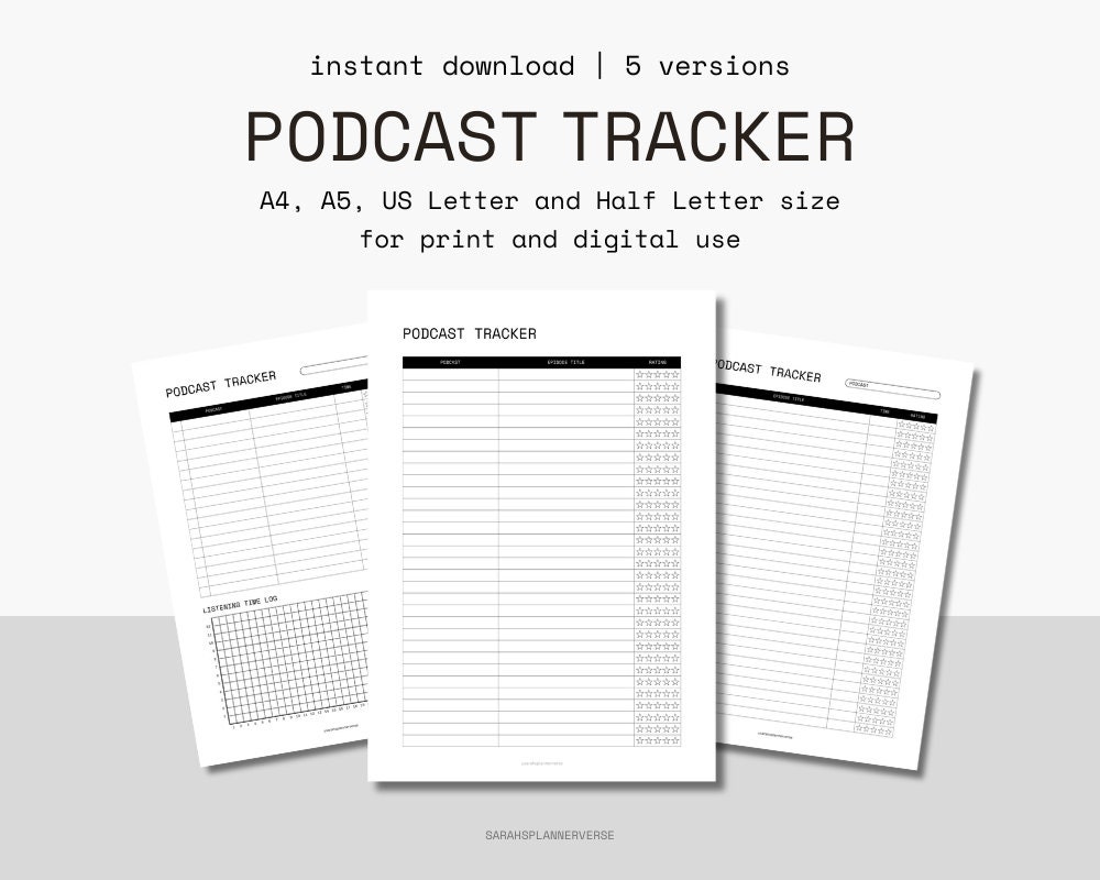 Podcast Tracker Printable, Podcast Log, Podcast Episode Tracker ...