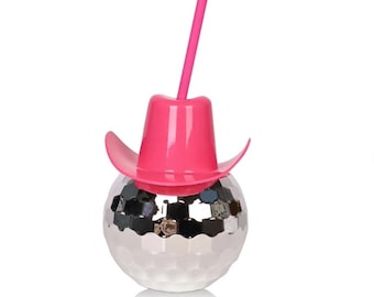 Cowboy Hat Disco Ball Cup, Bachelorette Party Tumbler Bridal Party Favors (COWBOYDISCO)