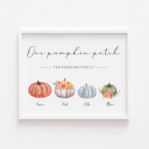 Familie Kürbis personalisierter Druck - Individuell Familien Kürbis Druck - Individuell gestalteter Herbst personalisierte Wand Kunst Poster Druck - Halloween Dekor Kunst