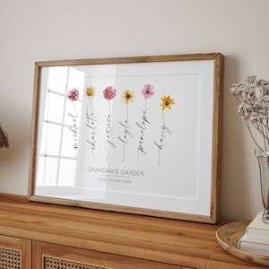 Grandma's Garden Print - Personalised Mothers Day Print - Custom Family Art - Personalised Gift For Grandma Nana - Custom Gift For Grandma