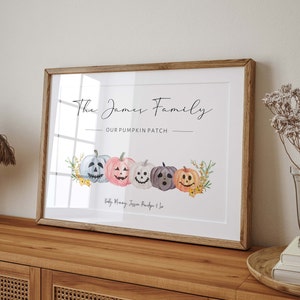 Familie Kürbis personalisierter Druck - Individuell Familien Kürbis Druck - Individuell gestalteter Herbst personalisierte Wand Kunst Poster Druck - Halloween Dekor Kunst