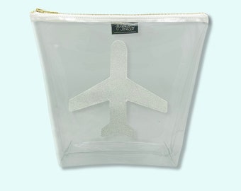 Clear Travel Bag | TSA Approved Toiletry Bag | Transparent Makeup Pouch | Airplane Travel Case | Clear Vinyl Organizer | Weekend Trip Bag