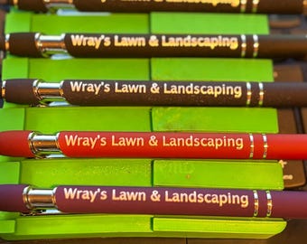 Custom Engraved Metal Stylus Pen: Rubber Grip, available in black or blue ink. Can customize one pen or 100