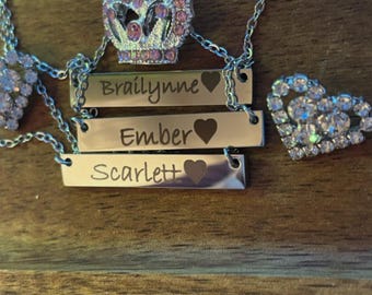 Customized necklaces with the option to add a paper clip chain for an extra 10 to certain necklace blanks