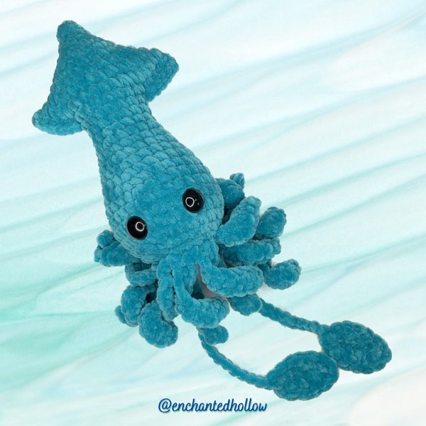 Arrow Head Squid Crochet Pattern, No Sew, Amigurumi Squid Pattern, Squid Plushie Pattern, Crochet Squid Pattern Instant Digital Download PDF