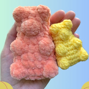 NO SEW Pocket Gummy Bear Crochet Pattern, Amigurumi Gummy Bear Pattern, No-Sew Gummy Bear Plushy Yarn Keychain, Instant Digital Download PDF