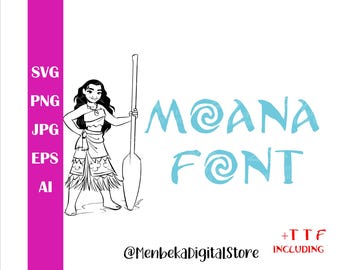 Moana Font SVG, Moana Alphabet SVG, TTF, Png, Vector Fiile, Moana Font Svg Files for Cricut, Silhouette, Instant Download