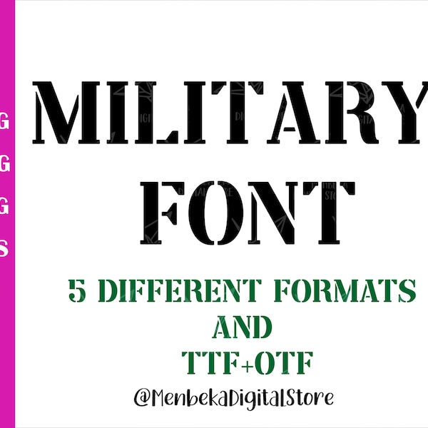 Military Stencil Font Svg, Digital Download, Military Font Svg, Military Font, Cricut, Silhouette, Military Stencil Font Png, Clip Art, Svg