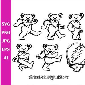 Grateful Dead Svg Bundle, Grateful Dead Png, Cricut, Clipart, Grateful Dead Svg File, Dxf File, Vector File, Sublimation Svg, Dancing Bears