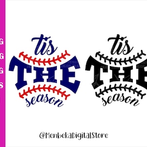 May include: A blue and red baseball graphic with the text "tis the season" in white. The graphic is on a white background.
